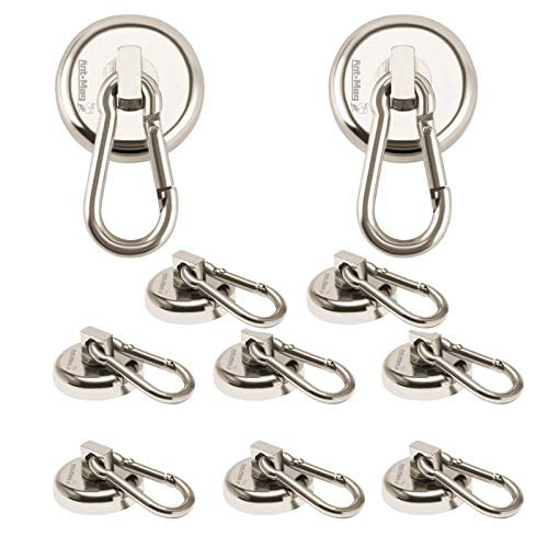 2Pack Ant Mag Carabiner Magnetic Hooks 80LBS Heavy Duty Neodymium Magnet Carabiner with Swivel Carabiner Snap Hook for Indoor/Outdoor Hanging Bagnet Grill Kitchen Purse Factory Warehouse Office 